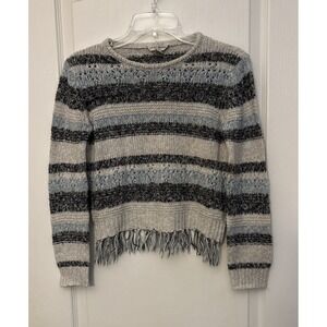 Lucky Brand Youth Stripe Knit Sweater , Large 14/16 Fringe Hem Long‎ Sleeve